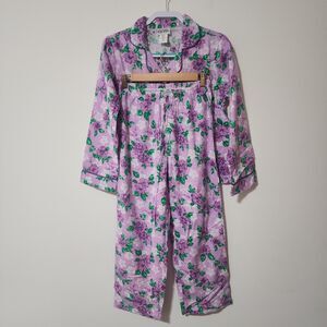 Cozee Corner Womens 100% Cotton Printed Flannel Pajama Set Purple Floral Size SP